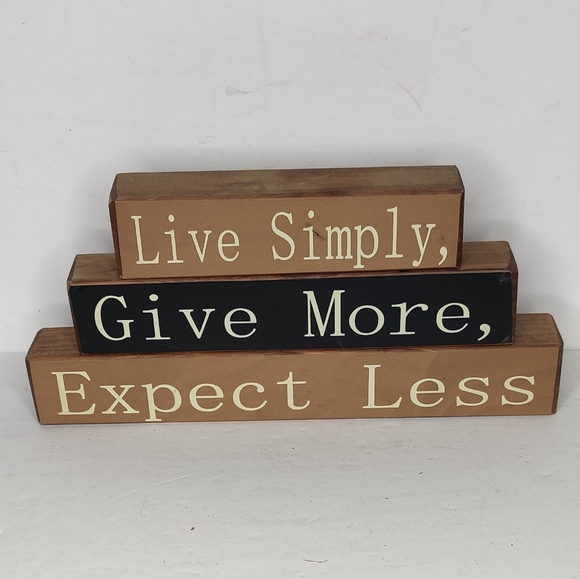 Hobby Lobby Other - Live Simply Give More  Expect Less Stacked Wooden Block Decor Sign